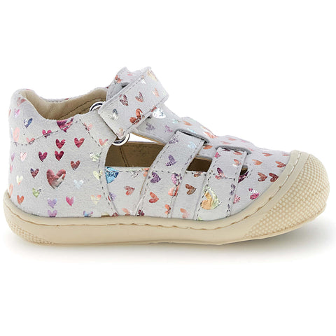 NATURINO Halbsandale BEDE - weiss / bunte Herzen