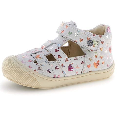 NATURINO Halbsandale BEDE - weiss / bunte Herzen