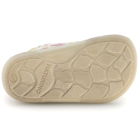 NATURINO Barfußschuh Halbschuh AMUR - créme / Blümchen by NATURINO