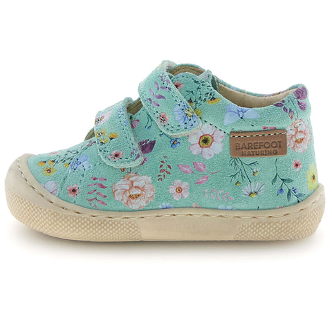 NATURINO Barfußschuh Halbschuh AMUR - türkis / Blümchen by NATURINO