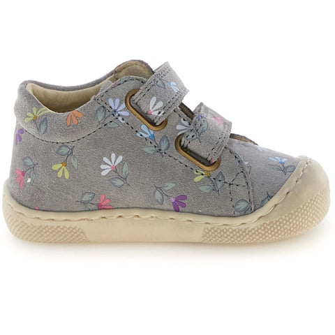 NATURINO Barfußschuh Halbschuh AMUR - grau / bunte Alpenveilchen by NATURINO