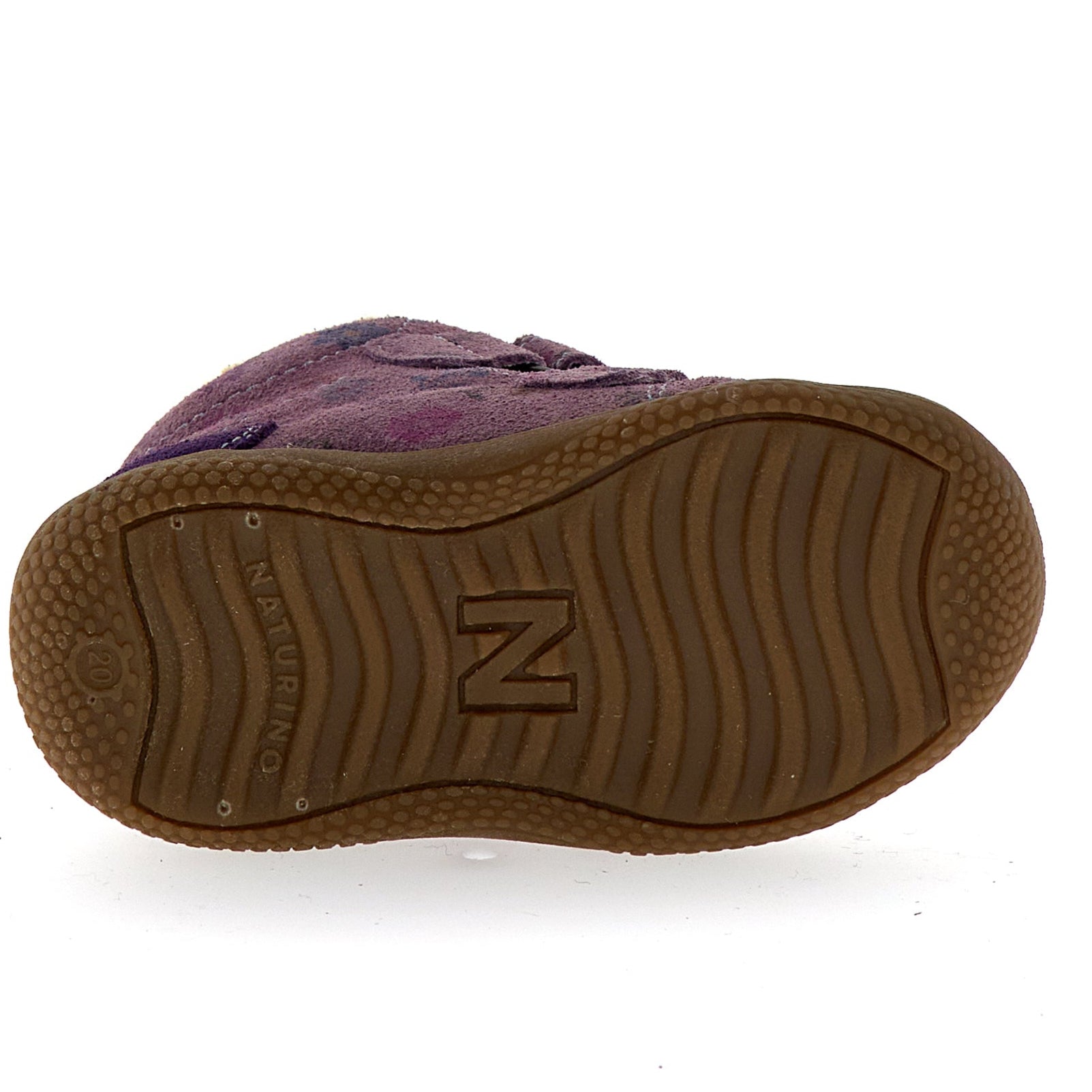 NATURINO NATURTEX SPINNI Knöchelschuh in lila mit buntem Blümchenprint, geeignet für alle Jahreszeiten