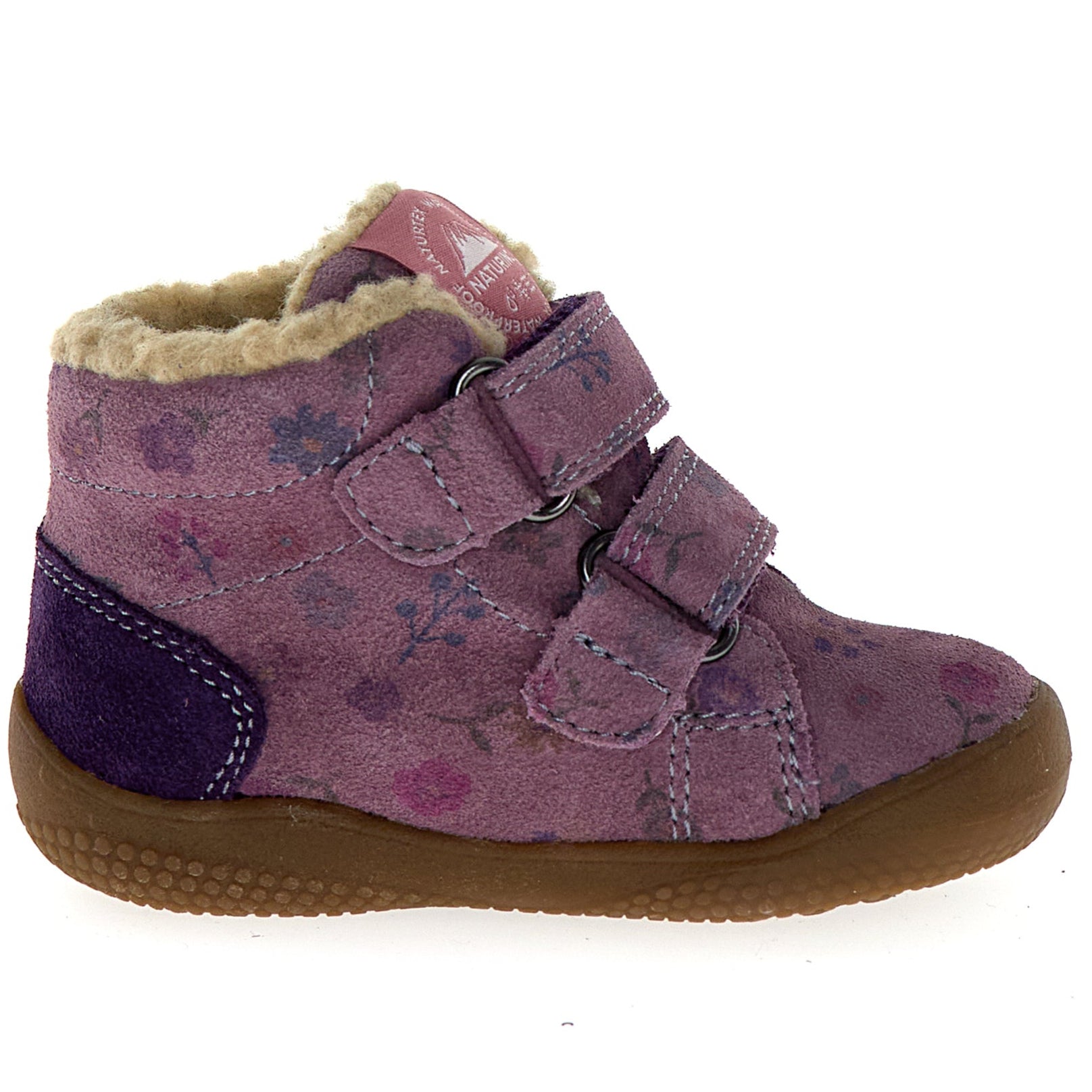 NATURINO NATURTEX SPINNI Knöchelschuh in lila, perfekt für Kinder, wetterfest und strapazierfähig