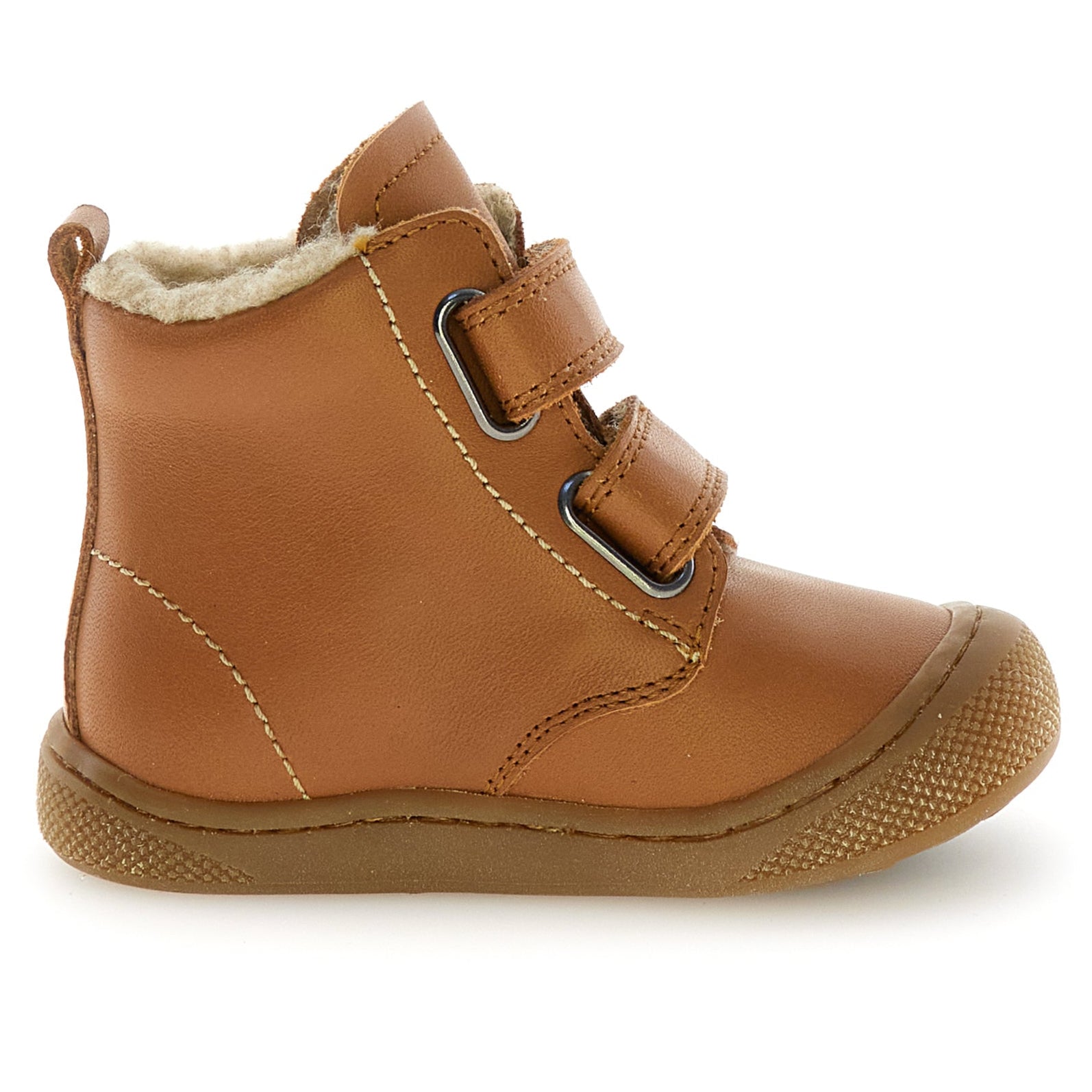 Bequeme und stilvolle NATURINO BUBBLE Weit Stiefel in Cognacfarben aus Leder