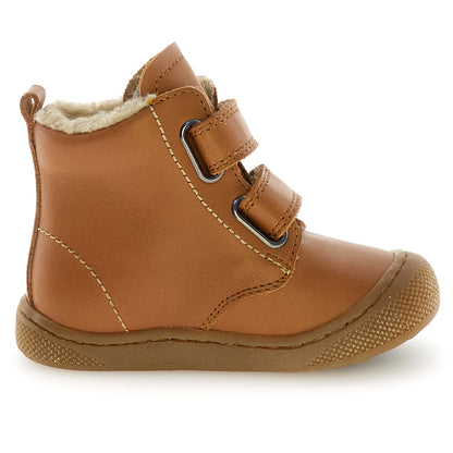 Bequeme und stilvolle NATURINO BUBBLE Weit Stiefel in Cognacfarben aus Leder