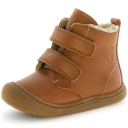 Hochwertige Cognacfarbene NATURINO BUBBLE Weit Stiefel mit bequemer Passform für Damen