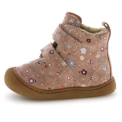 NATURINO Stiefel BUBBLE Weit in rosa mit Blümchenmuster und bequemer Passform