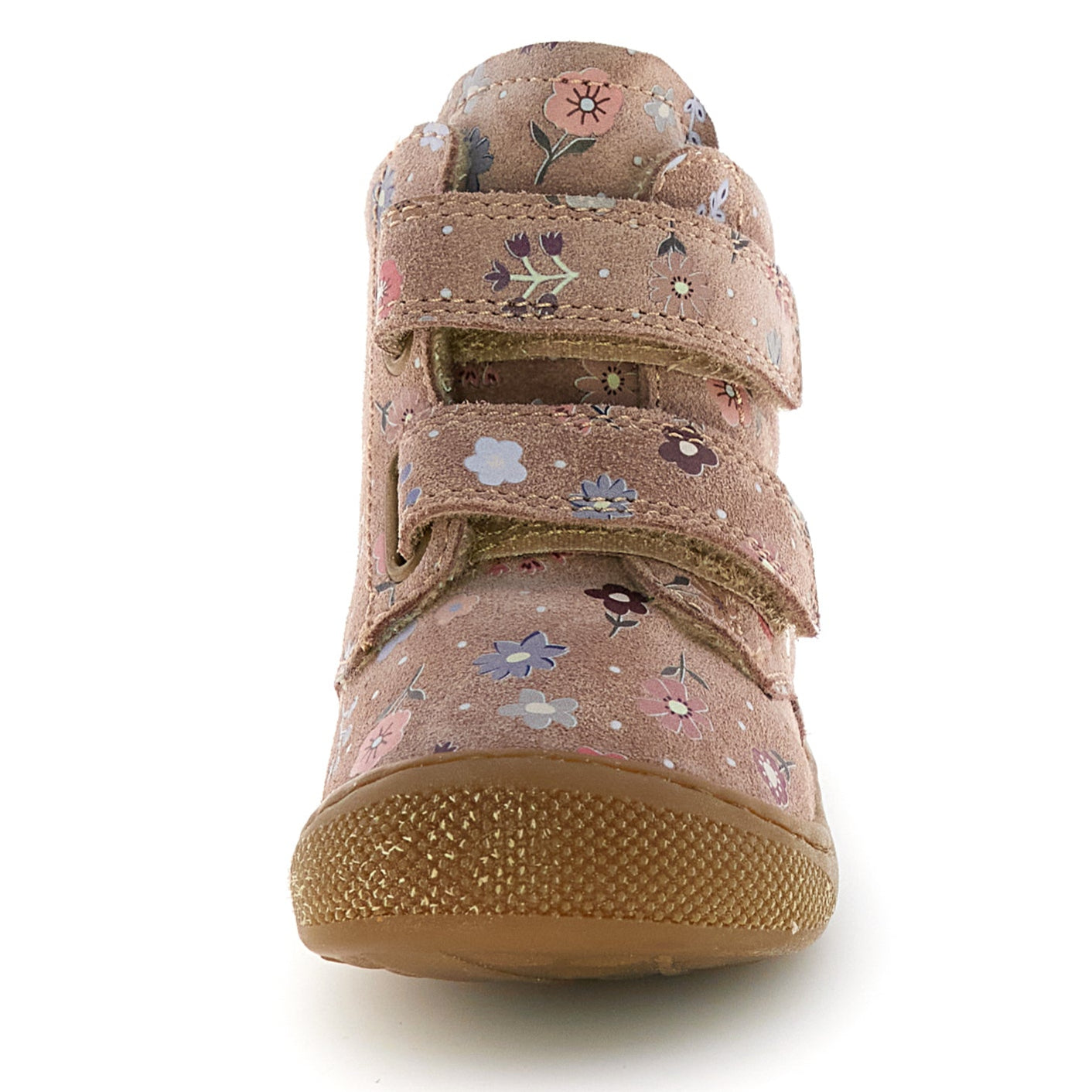 Nahe Blick auf die weiche, gepolsterte Innenseite des rosa NATURINO BUBBLE Weit Stiefels mit Blümchenmuster