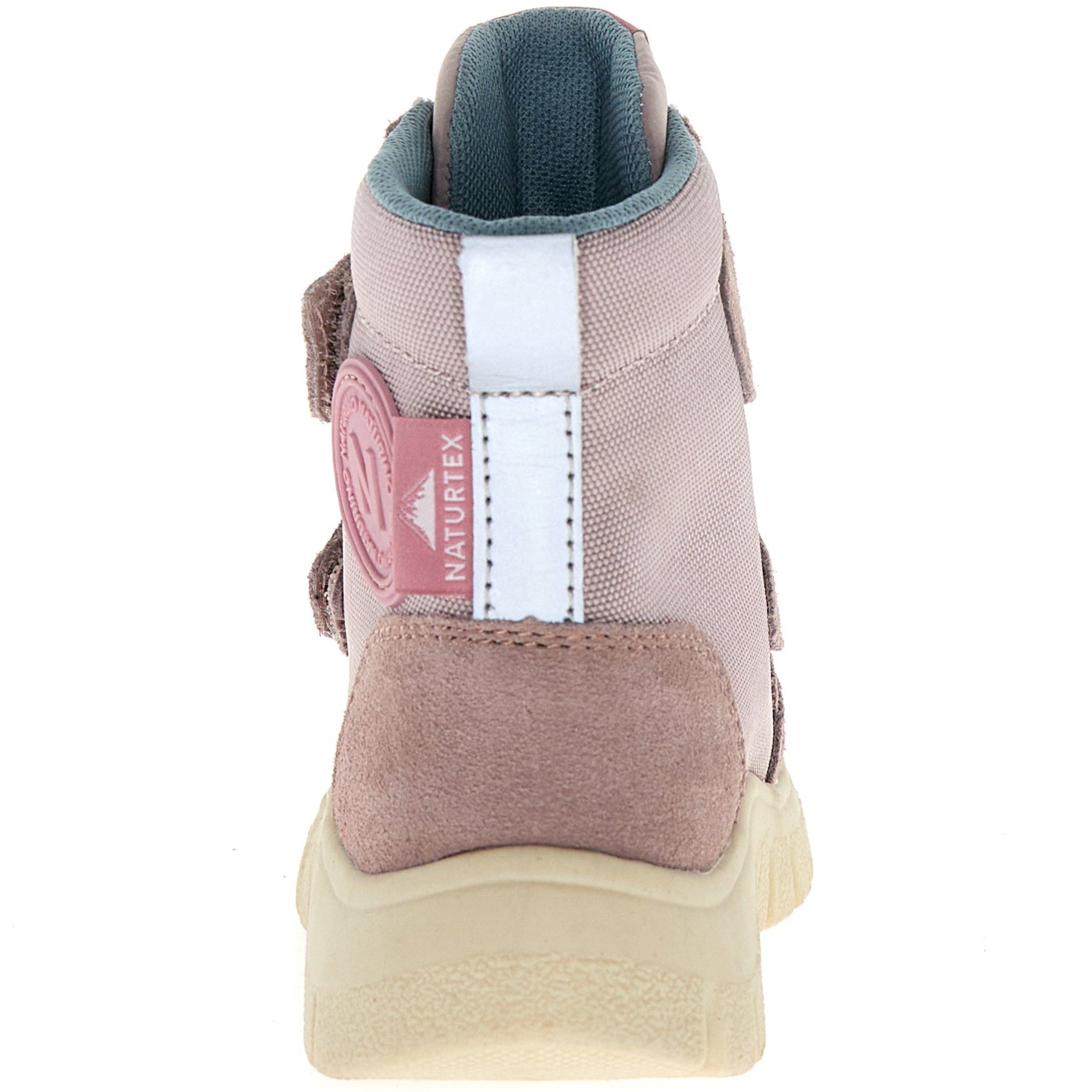 Detailaufnahme des atmungsaktiven Materials der NATURINO NATURTEX Stiefel GEMINAE in Altrosa