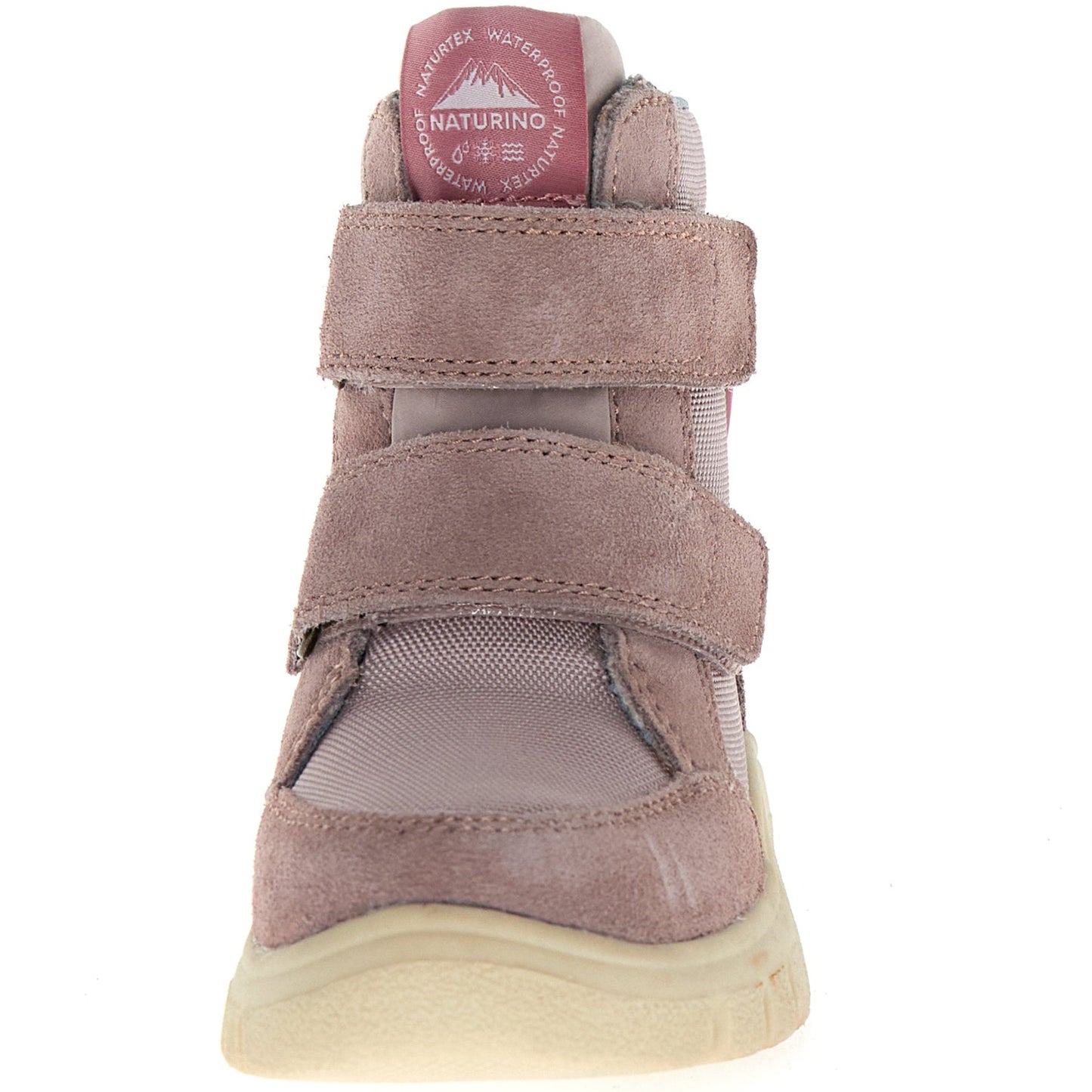 Seitenansicht der langlebigen NATURINO NATURTEX Stiefel GEMINAE in zartem Rosa für Kinder