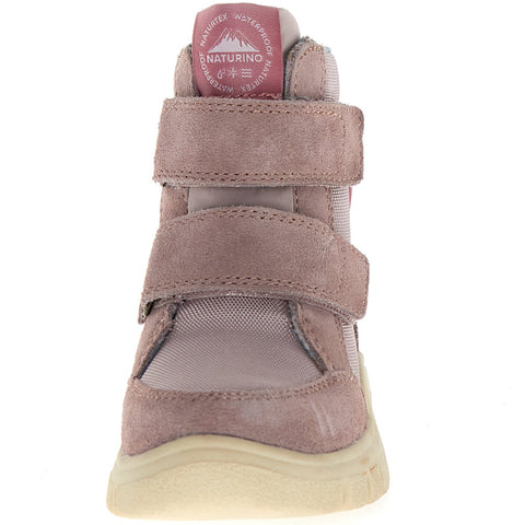 Seitenansicht der langlebigen NATURINO NATURTEX Stiefel GEMINAE in zartem Rosa für Kinder