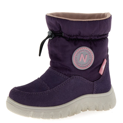 Lila und rosa NATURINO NATURTEX VARNA Stiefel mit robustem Sohlenprofil, atmungsaktivem Innenfutter, flexiblem Design, ideal für kalte Tage, kindgerechtes Design