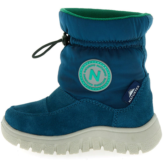 Kinderfreundliche NATURTEX Stiefel VARNA in petrol und grün mit sicheren Verschlüssen und bequemer Passform