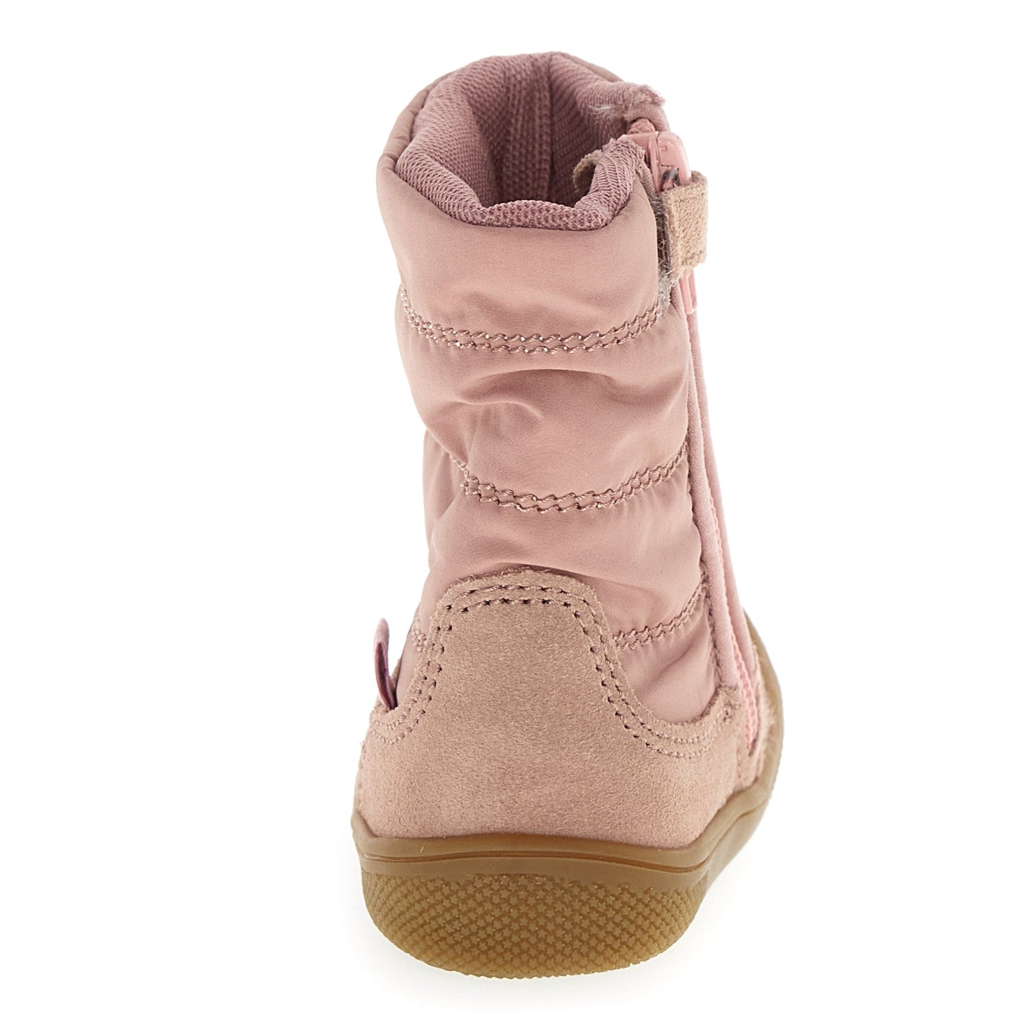 Vorderansicht des robusten rosa Barfußstiefels NATURTEX HOCHALPEN mit leichtem Gewicht