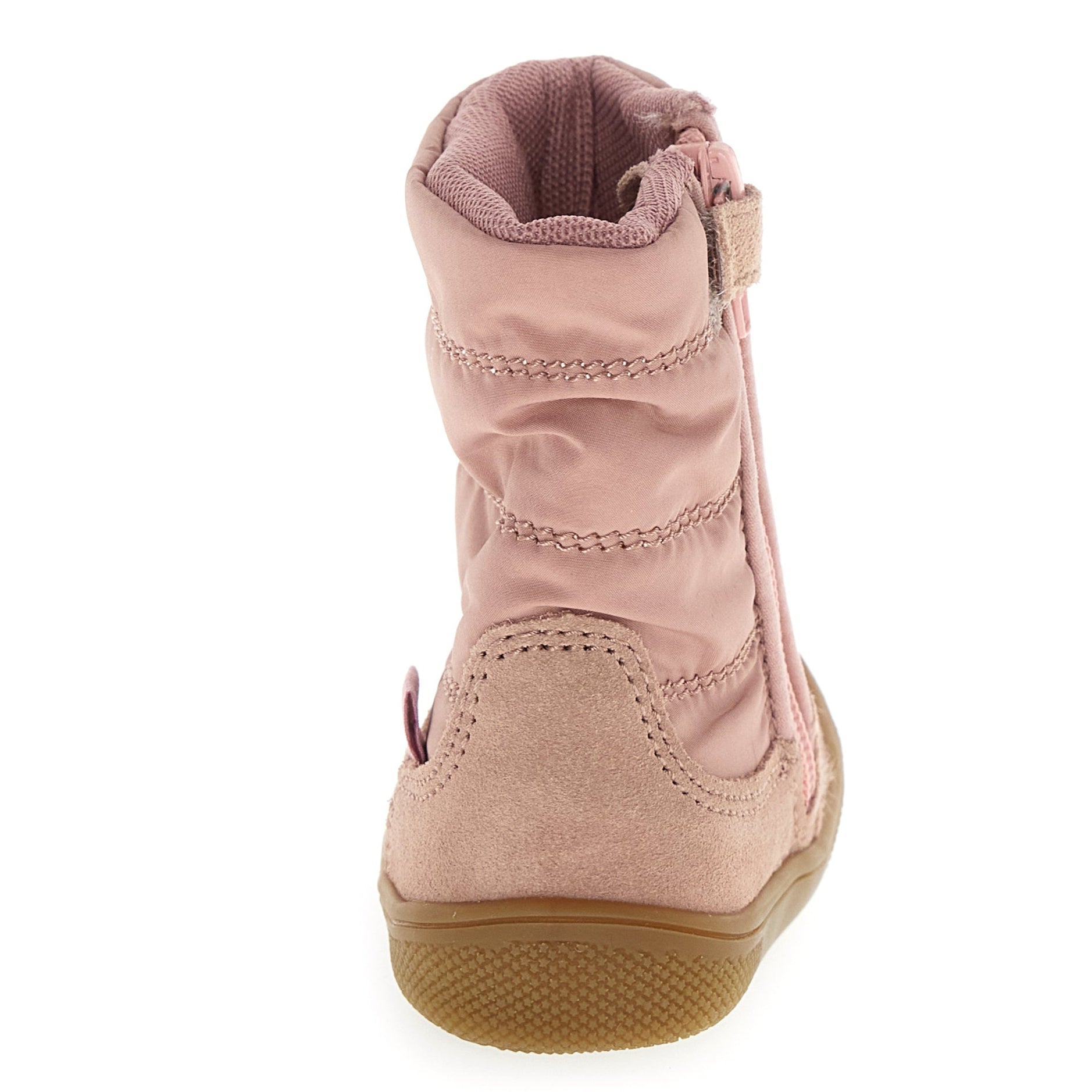 Vorderansicht des robusten rosa Barfußstiefels NATURTEX HOCHALPEN mit leichtem Gewicht
