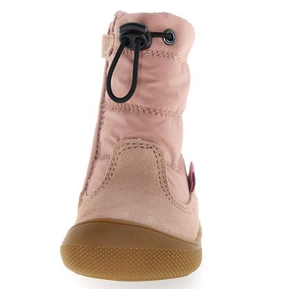 Seitenansicht des bequemen rosa NATURINO NATURTEX Barfußstiefels HOCHALPEN für Kinder