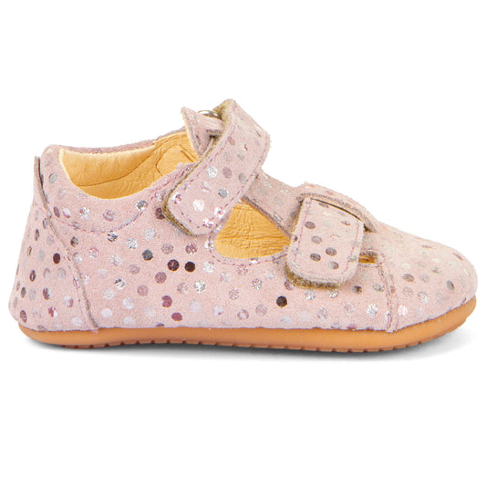 FRODDO PreWalker Halbsandale G1140003-18 in rosa with cute Glitzerpunkte design