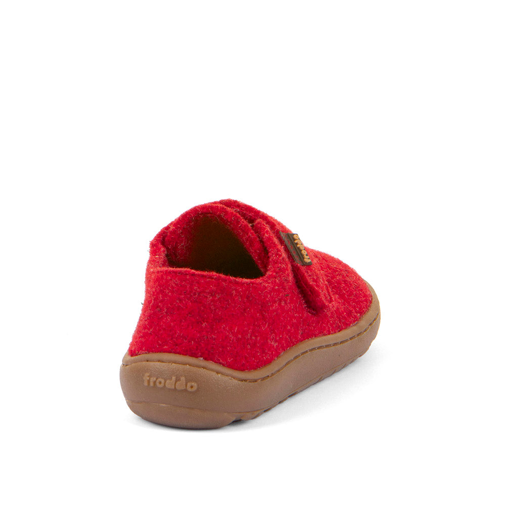 Komplette Ansicht des roten Barfußhausschuhs G1700420-7 von FRODDO, ideal für drinnen