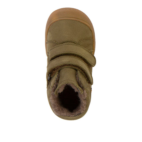 Detailaufnahme des strapazierfähigen Obermaterials des FRODDO TEX Knöchelschuhs G2110138-14 in oliv