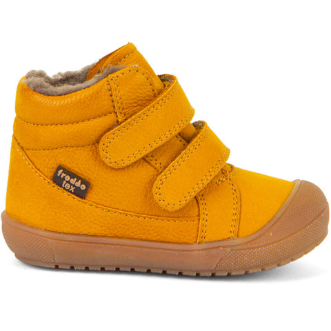 Alt text: FRODDO TEX Knöchelschuh G21100138-5 - curry, a stylish and durable ankle shoe in curry color, perfect for all-day comfort and outdoor activities