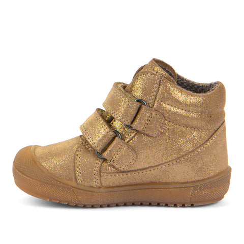 Beige und goldener Knöchelschuh mit Glitzerelementen für Damen