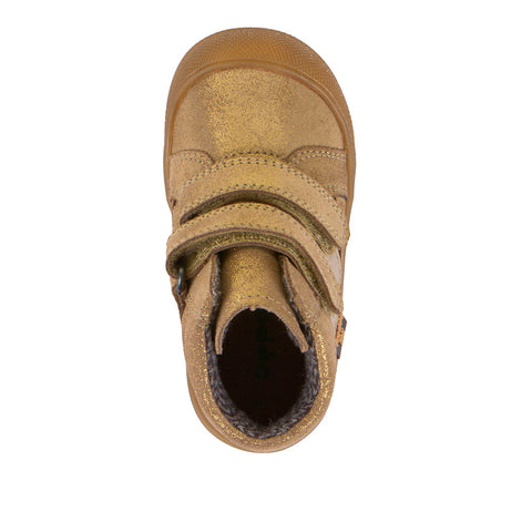 FRODDO TEX Glitzerschuh aus beige und goldfarbenem Material, bietet Komfort, Style und Funktionalität