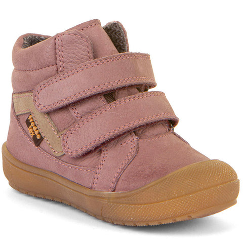 High-quality leather ankle shoes for children in pink and brown