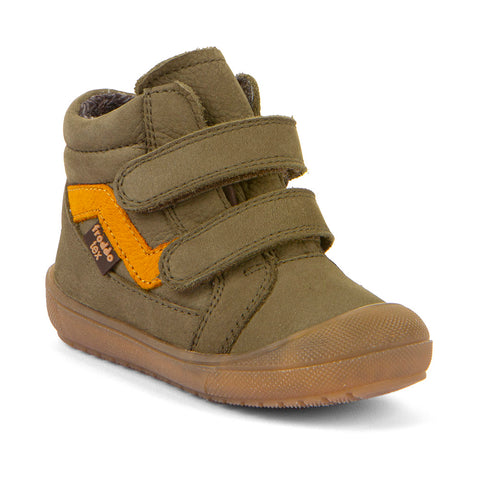 Nahaufnahme des olivgrünen FRODDO TEX Knöchelschuhs G21100139-7 aus angenehmem, strapazierfähigem Material