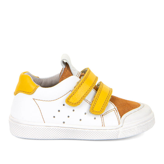 High-quality FRODDO Halbschuh G2130317-2 in a stylish white and curry color combination, perfect for casual and formal occasions