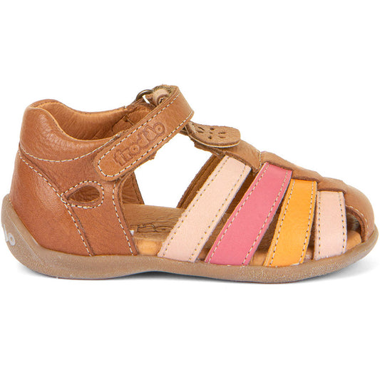 FRODDO Halbsandale G2150191 in cognac color with coral and altrosa details