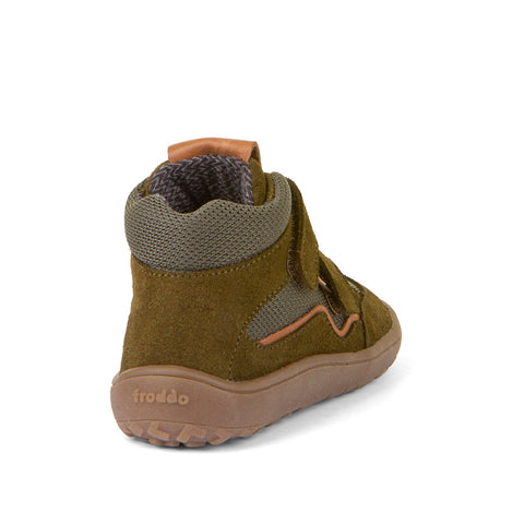 FRODDO TEX Barfuß Knöchelschuh G3110254-2 - oliv / cognac with anti-slip and waterproof features