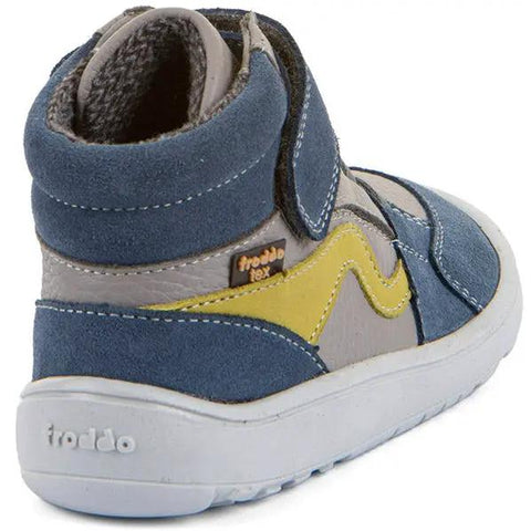 FRODDO Knöchelschuh, blau-grau, gelbe Akzente, Velcro-Verschluss, weiße Sohle