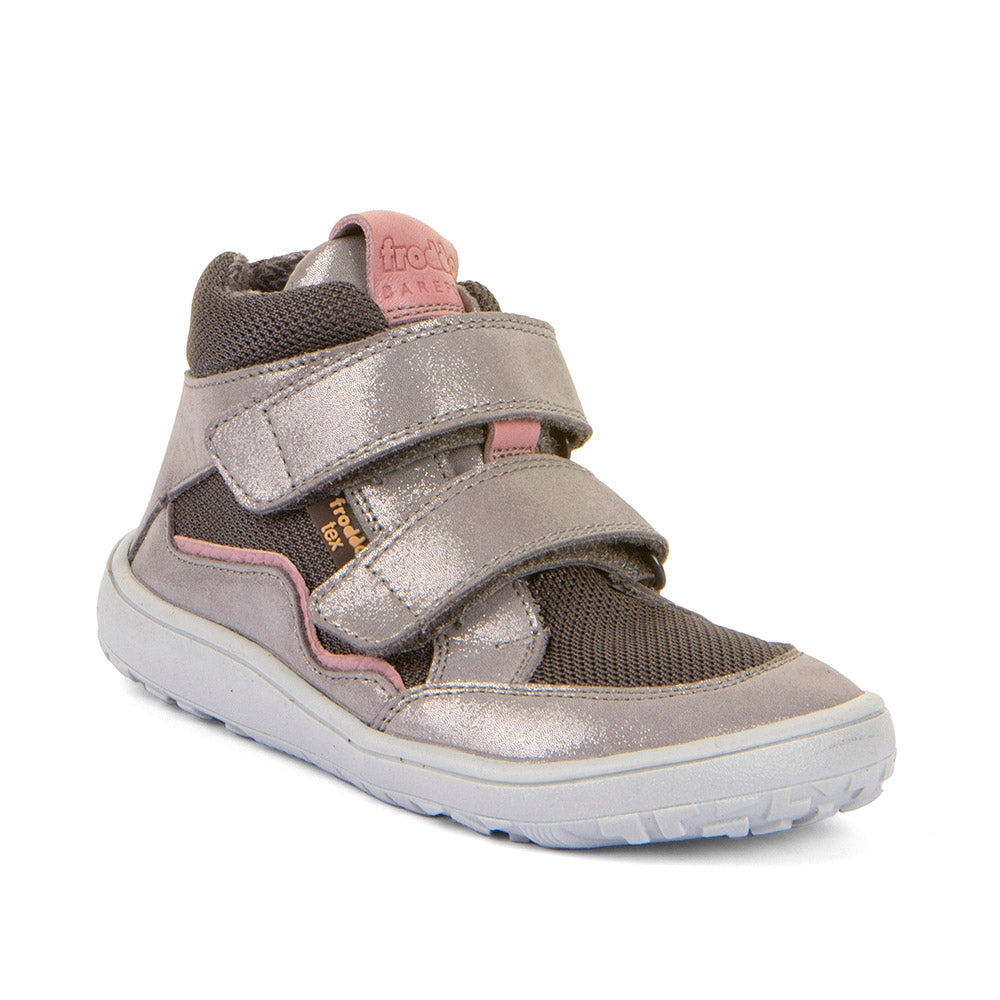 FRODDO TEX Barfuß Knöchelschuh G3110266-16 in silber, grau und rosa mit weicher Sohle