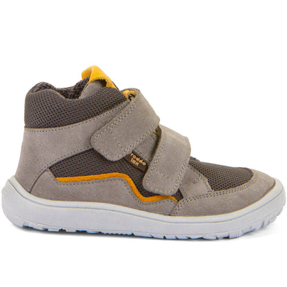 FRODDO TEX Barfuß Knöchelschuh in hellgrau und senfgelb mit flexibler Sohle