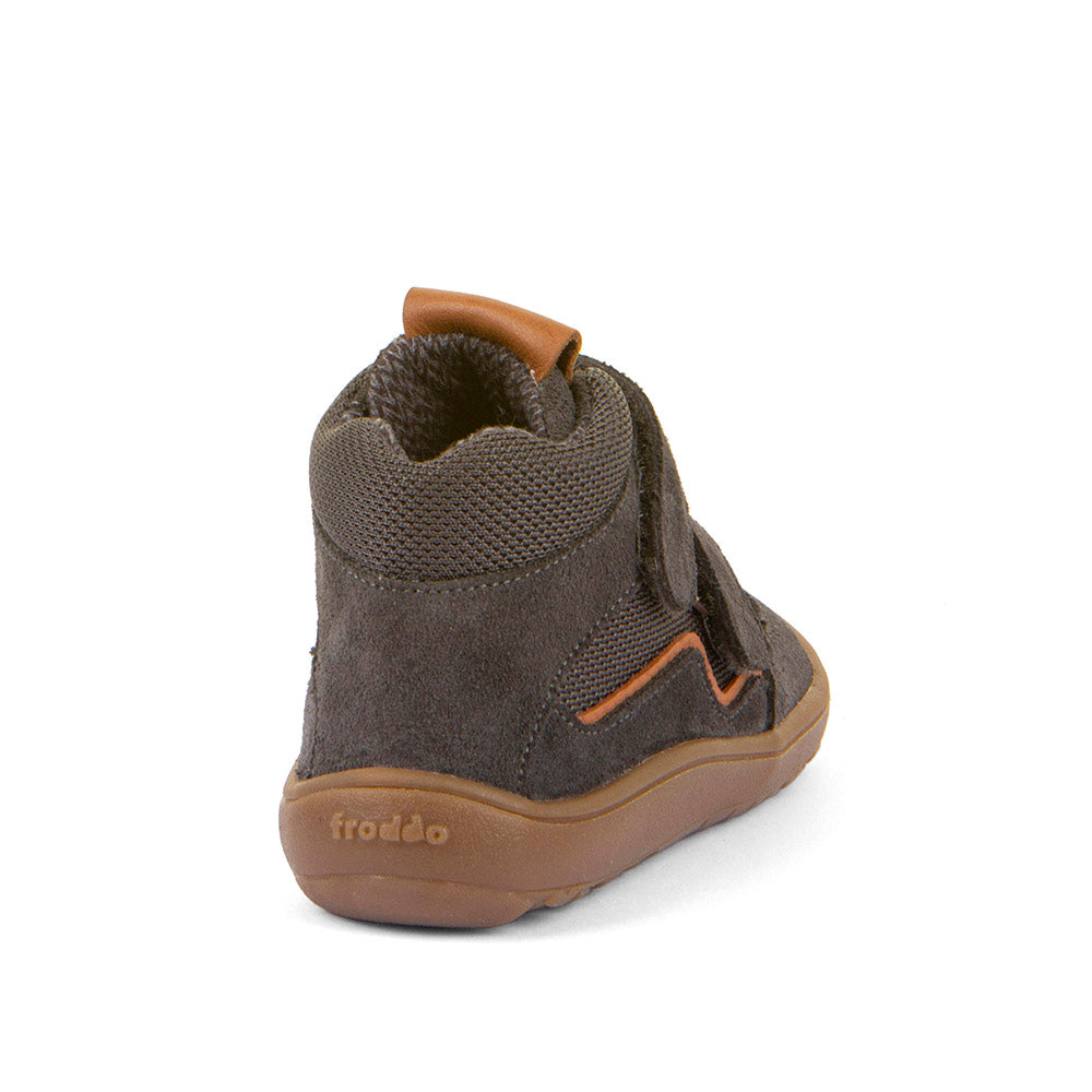 FRODDO TEX Barfuß Knöchelschuh G3110266-5 in dunkelgrau mit robusten Schnürsenkeln und flexiblem Sohlenprofil