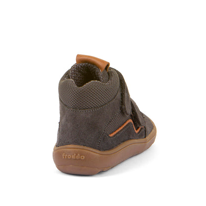 FRODDO TEX Barfuß Knöchelschuh G3110266-5 in dunkelgrau mit robusten Schnürsenkeln und flexiblem Sohlenprofil