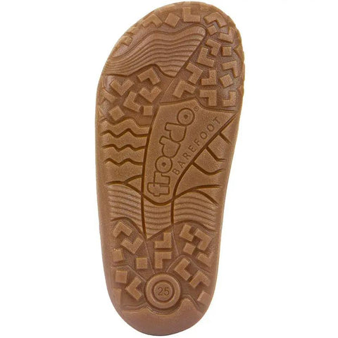 FRODDO TEX Barfuß Knöchelschuh-Sohle, braun, mit Logo und Muster