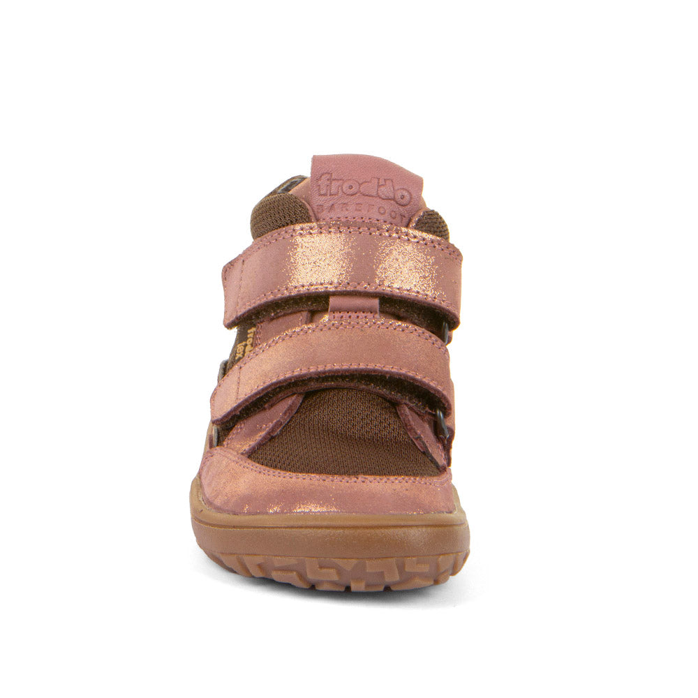 Kinderbarfußschuh in braun mit Knöchelhalsschutz und flexibler Sohle für natürlichen Fußkomfort