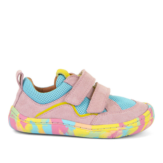 Barfußschuh Halbschuh in rosa und Multicolor mit Klettverschluss und flexibler Sohle