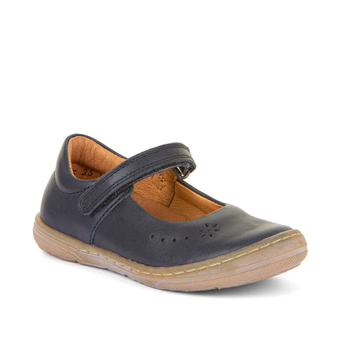 Girls navy leather FRODDO Ballerina G3140182-5 with flower detail