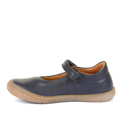 FRODDO Ballerina G3140182-5 - navy: Girls' navy blue leather ballerina flats with flower applique