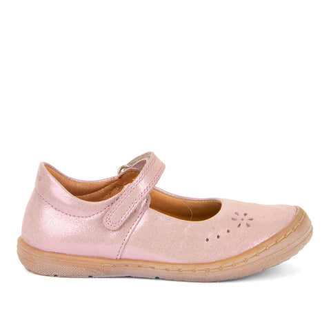 FRODDO Ballerina G3140182 - rosé / Glitzer: Girls' pink glittery ballerina shoes with ankle strap
