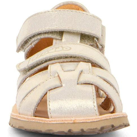 Vorderansicht der FRODDO Barfußschuh Halbsandale G3150283-12 in Gold