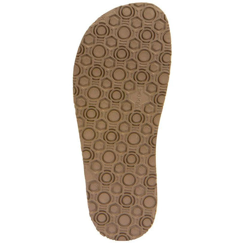 Unteransicht der FRODDO Barfußschuh Halbsandale G3150283-13; braune Gummi-Sohle mit Kreismustern.