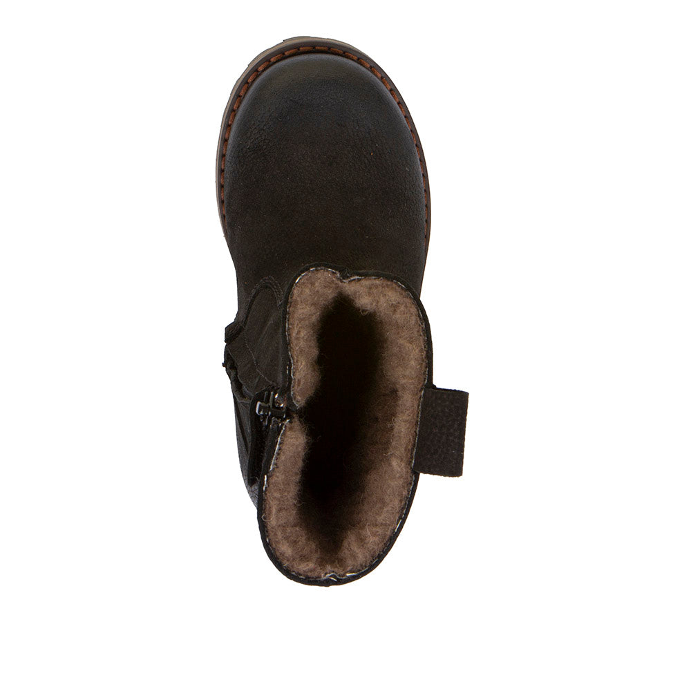 Nahaufnahme des strapazierfähigen Obermaterials und der sicheren Schnürung des schwarzen FRODDO TEX G3160225-14