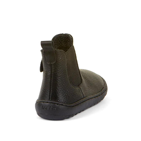 FRODDO TEX Stiefel, schwarz, geprägtes Leder, elastischer Seitenpanel, Gummisohle.