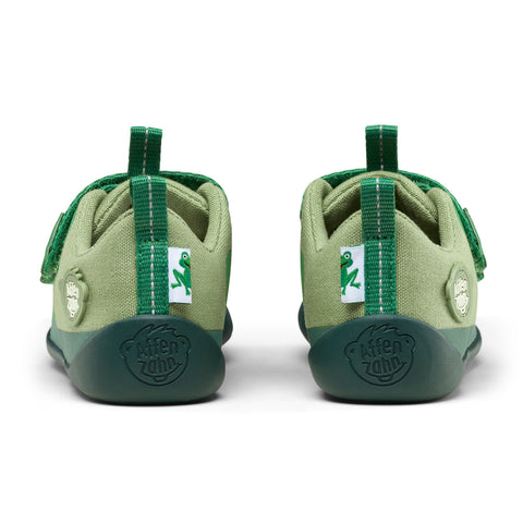 Grüner Halbschuh mit Froschmotiv, vegan und aus zertifizierter Bio-Baumwolle