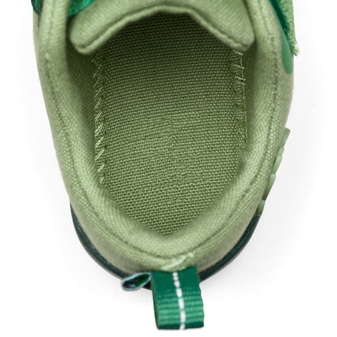 Grüne Halbschuhe mit Froschmotiv, aus zertifizierter Bio-Baumwolle und vegan
