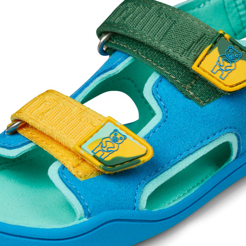 AFFENZAHN Barfuß Sandale VEGAN AIRY KREATIV BÄR - blue, green, yellow children's sandal