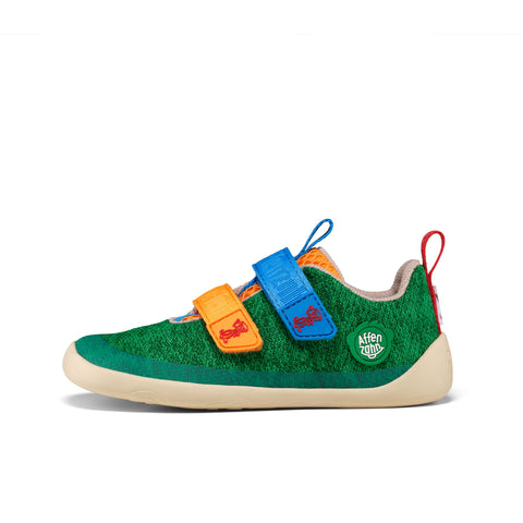AFFENZAHN Barfuß Halbschuh KNIT HAPPY 10 YEARS - grün / blau / orange - Lightweight, comfortable and colorful knit shoe for kids